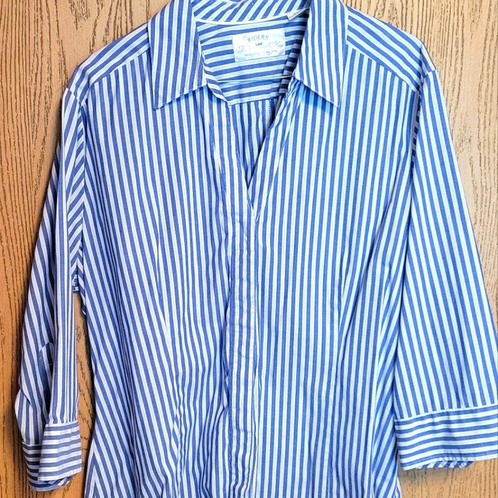 Riders By Lee Blue and White Striped Shirt